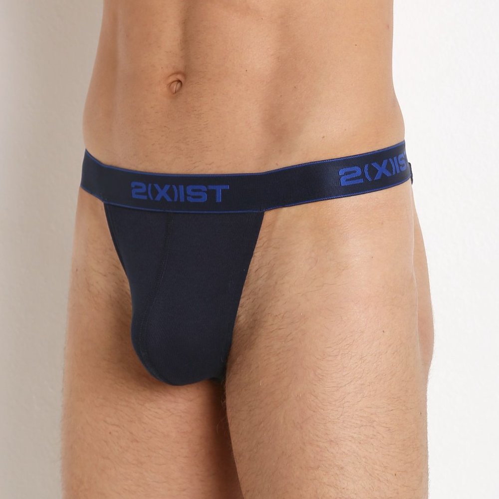 NWT 2(x)ist mens Essential Cotton 2 Pack Y-Back Thong - Size Small